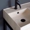 Modern Beige Travertine Design Ceramic Console Sink and Matte Black Base, 24